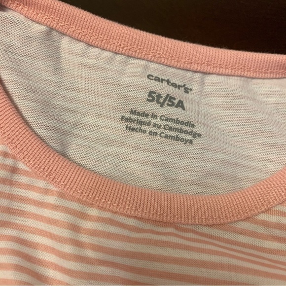 CARTER’S Pink and White Striped Tee 5T NWT - Picture 3 of 7